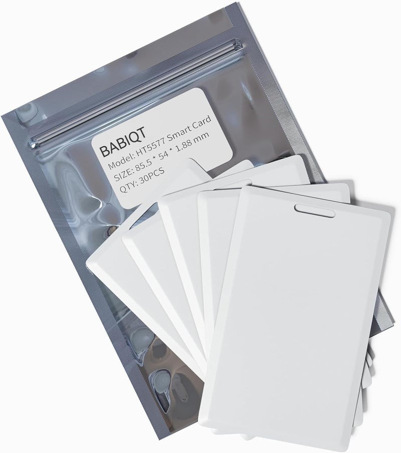BABIQT 30 قطعة بطاقات ذكية سميكة T5577، بدون تلامس 125 كيلو هرتز RFID قابلة لإعادة الكتابة، بطاقة قريبة من نوع Clamshell Weigand، متوافقة مع أجهزة قراءة بتنسيق 1386 1326 H10301 وأنظمة التحكم في الدخول بدون مفتاح. - Image 1